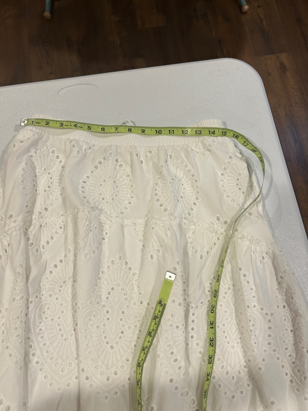White Eyelet Tiered Midi Skirt - Picture 7 of 7